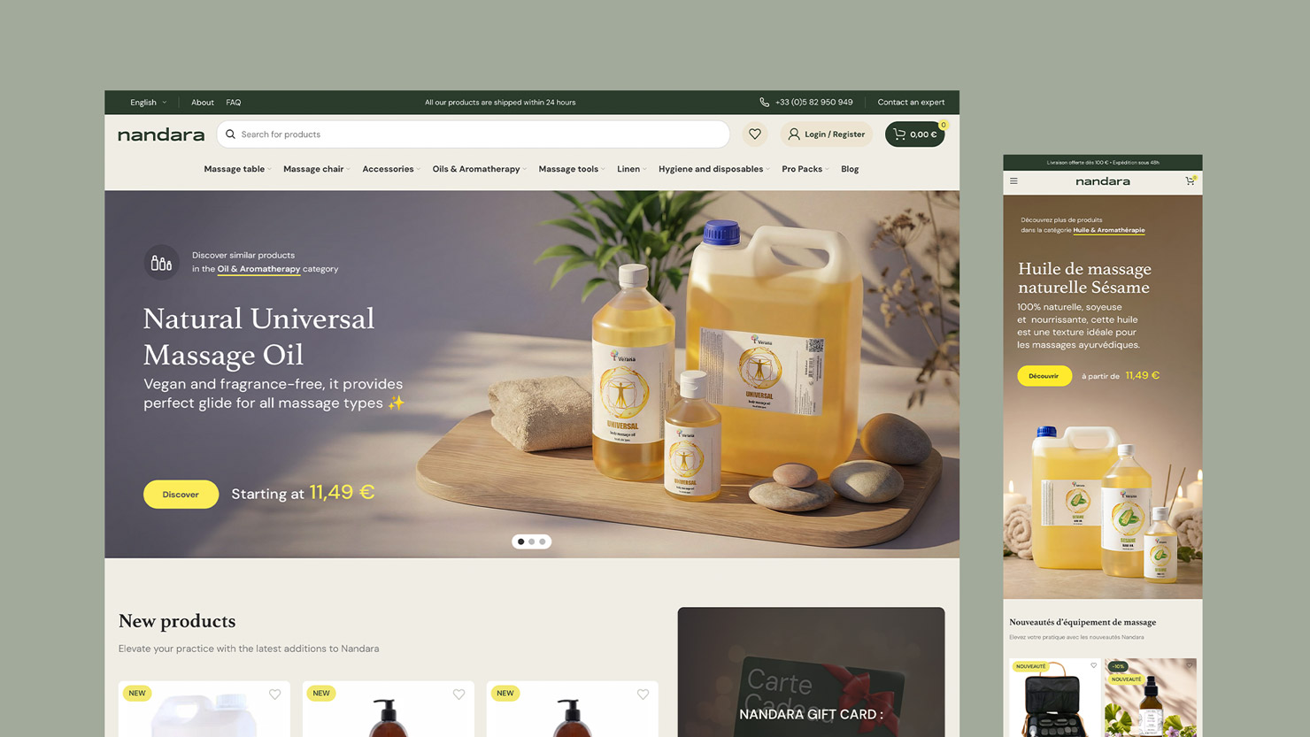 Nandara online store shown on desktop and mobile