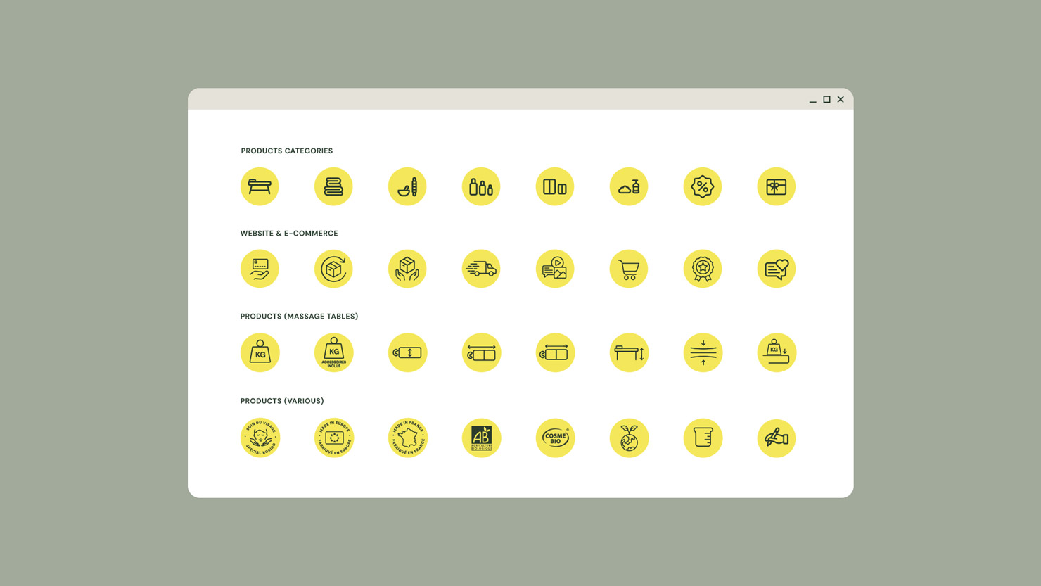 Nandara custom icon set for product categories and e-commerce