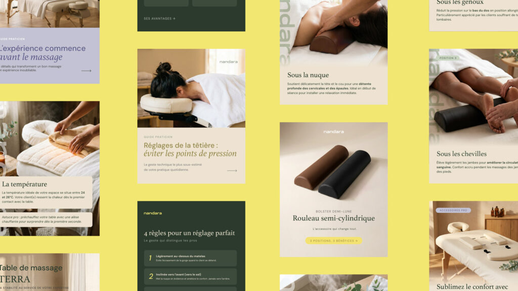 Nandara Instagram posts with practitioner tips and product features